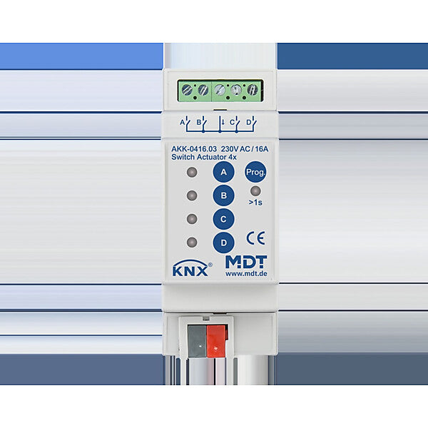 MDT technologies Schaltaktor 4-fach 2TE REG,16A,230VAC,Komp. AKK-0416.03